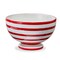 Red Stripe Ceramic Pedestal Bowl 128oz 10x10x6 Dishwasher Safe Perfect for Serving and Christmas Decor